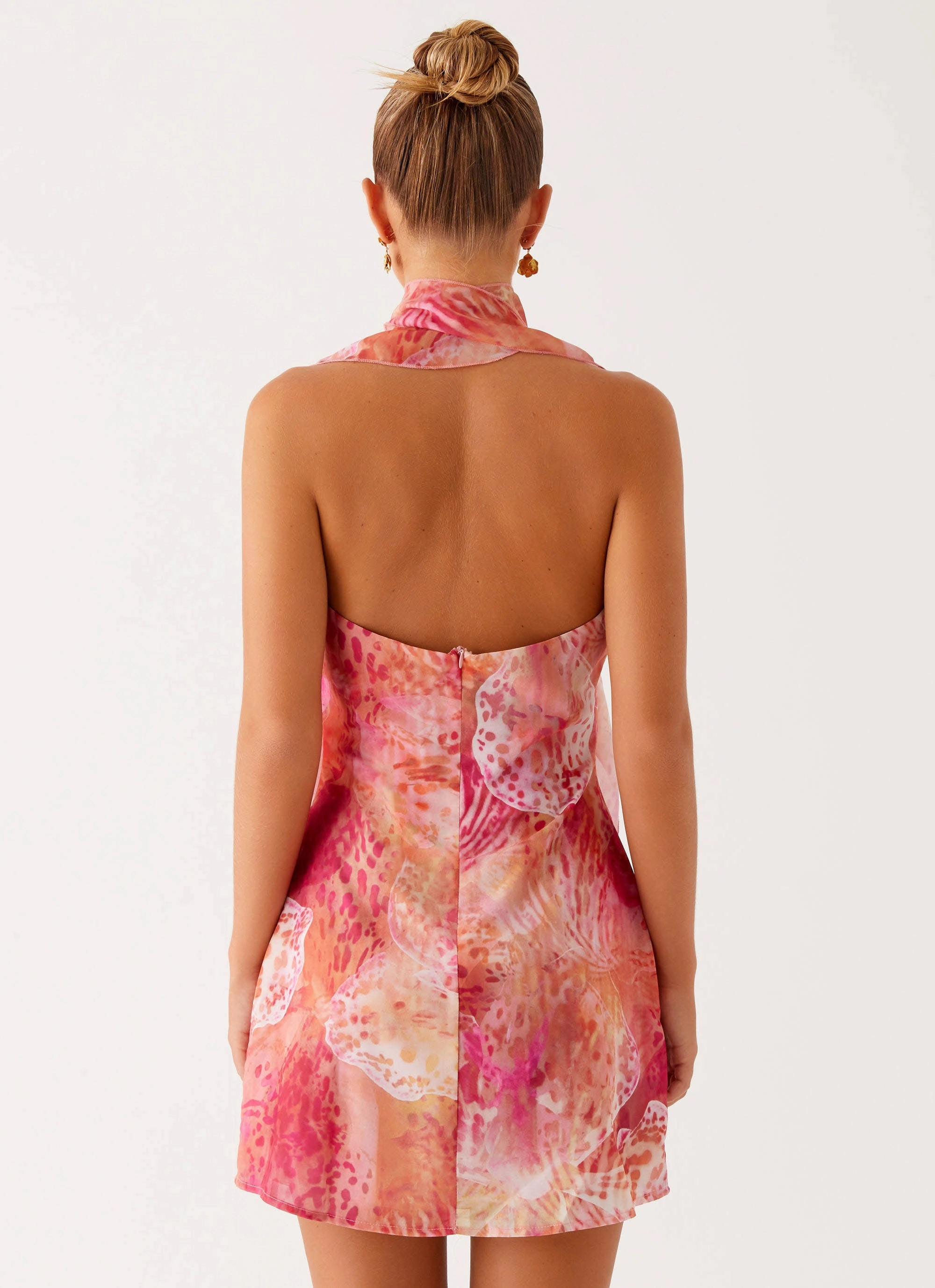 Tanner Mini Dress - Flamingo Fling Mixed Fabric Pocket-Detail