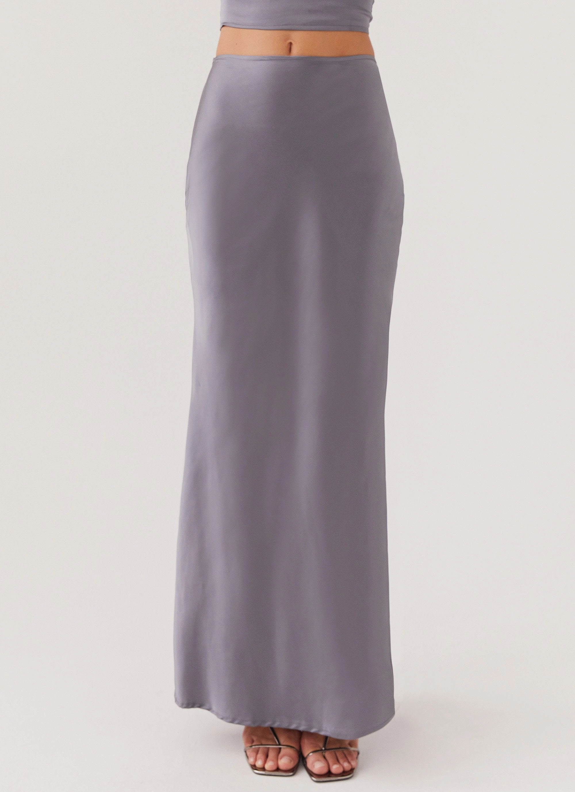 Subtle Fashion Fit Odor Resistant Fabric Josefina Satin Maxi Skirt - Slate