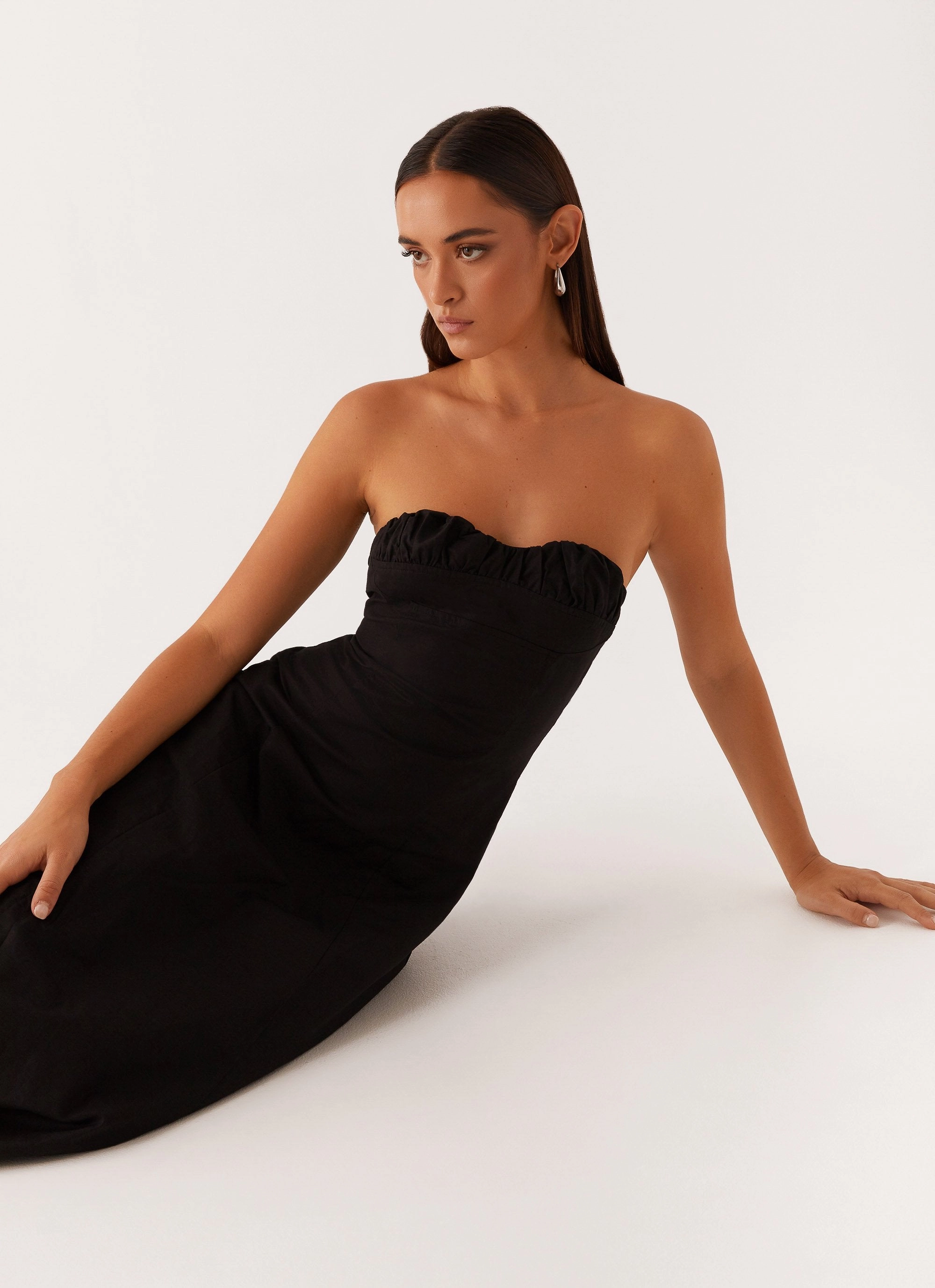 Tayla Linen Maxi Dress - Black Trend Smart Light Weight
