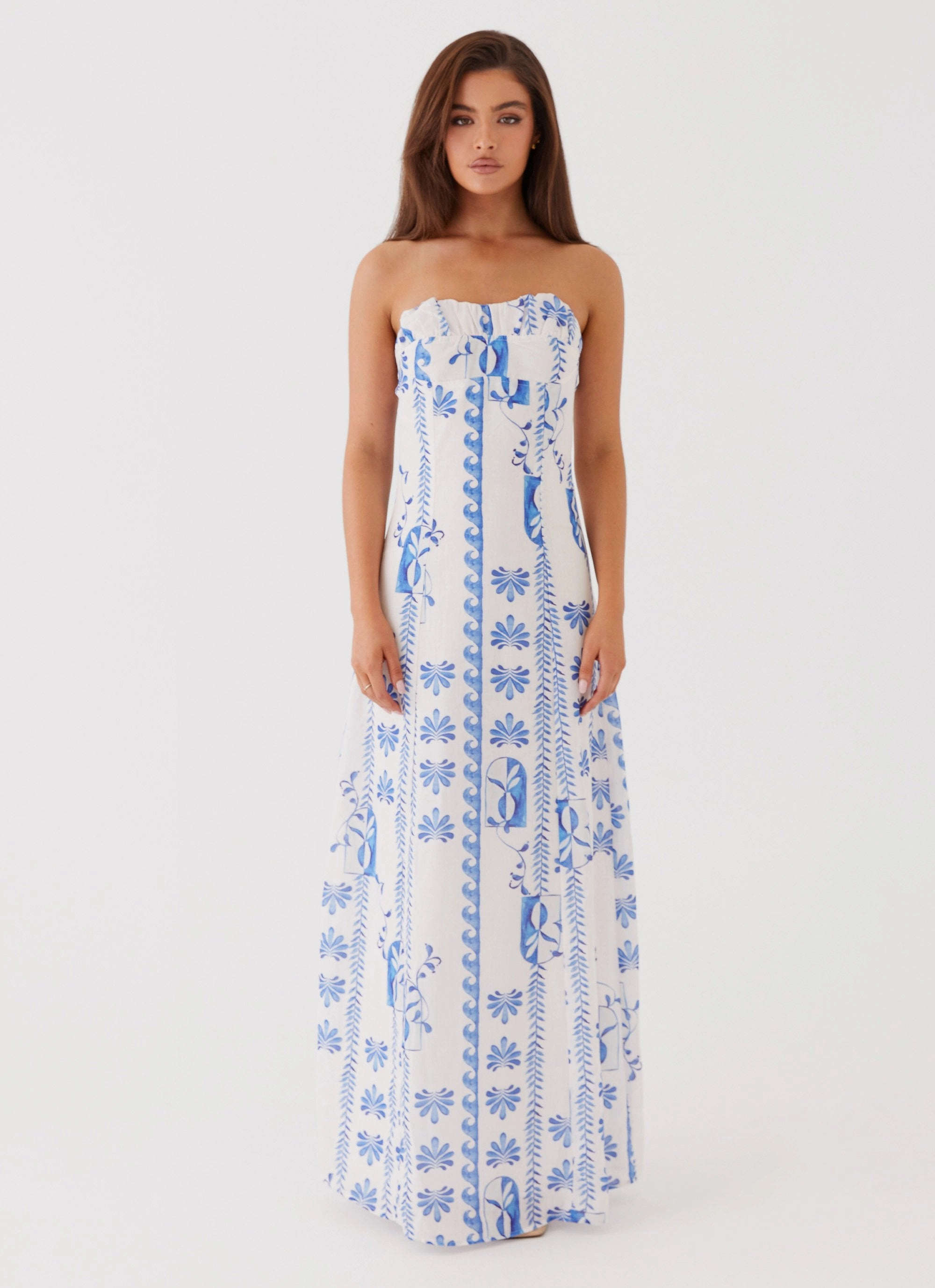 Winter Proof Tayla Linen Maxi Dress - Floral Wave