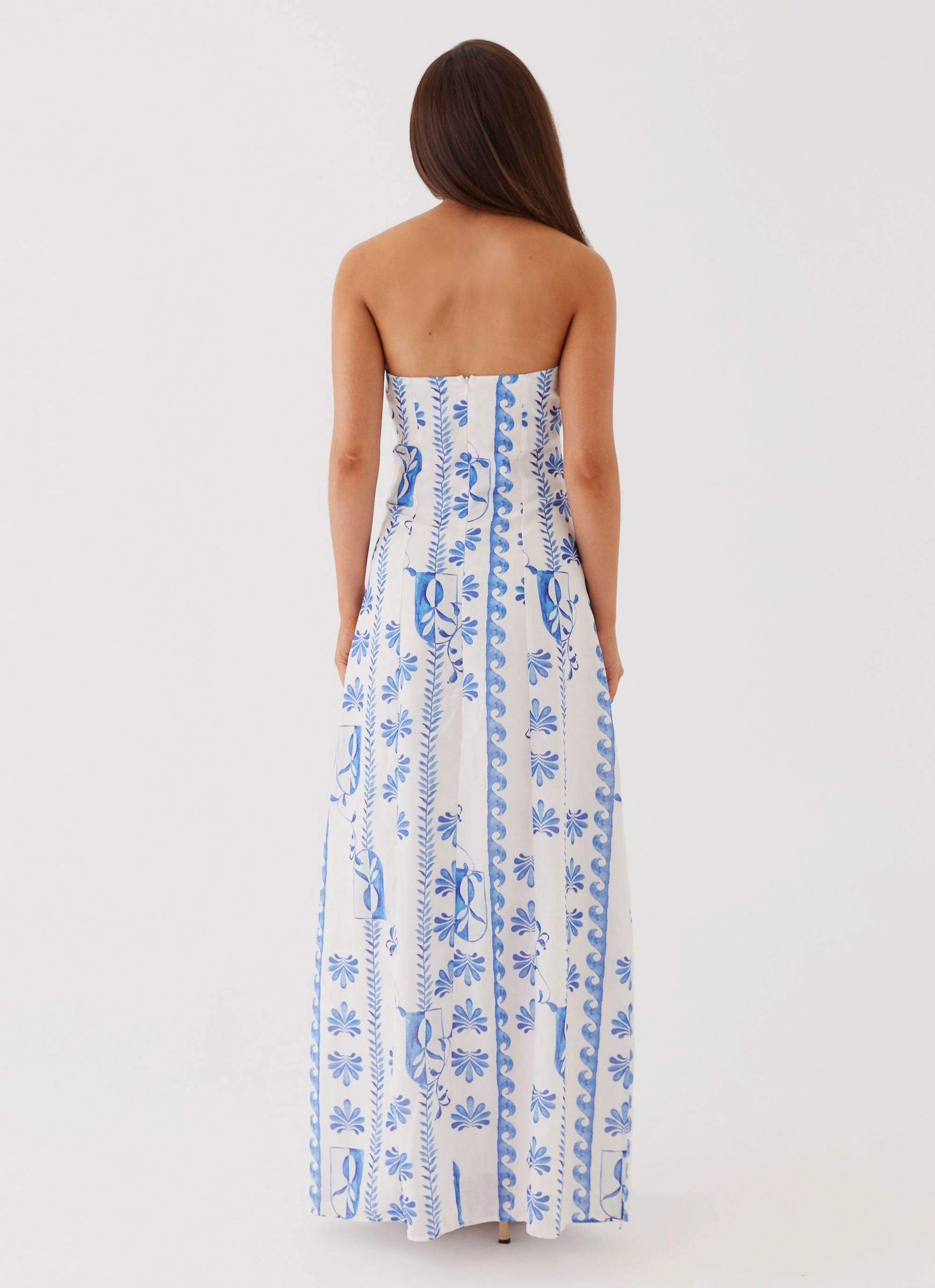 Underwire-Support Sophisticated and Relaxed Tayla Linen Maxi Dress - Floral Wave