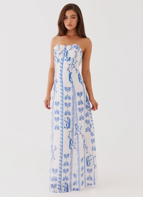 Tayla Linen Maxi Dress - Floral Wave Layering-Piece Clean Texture