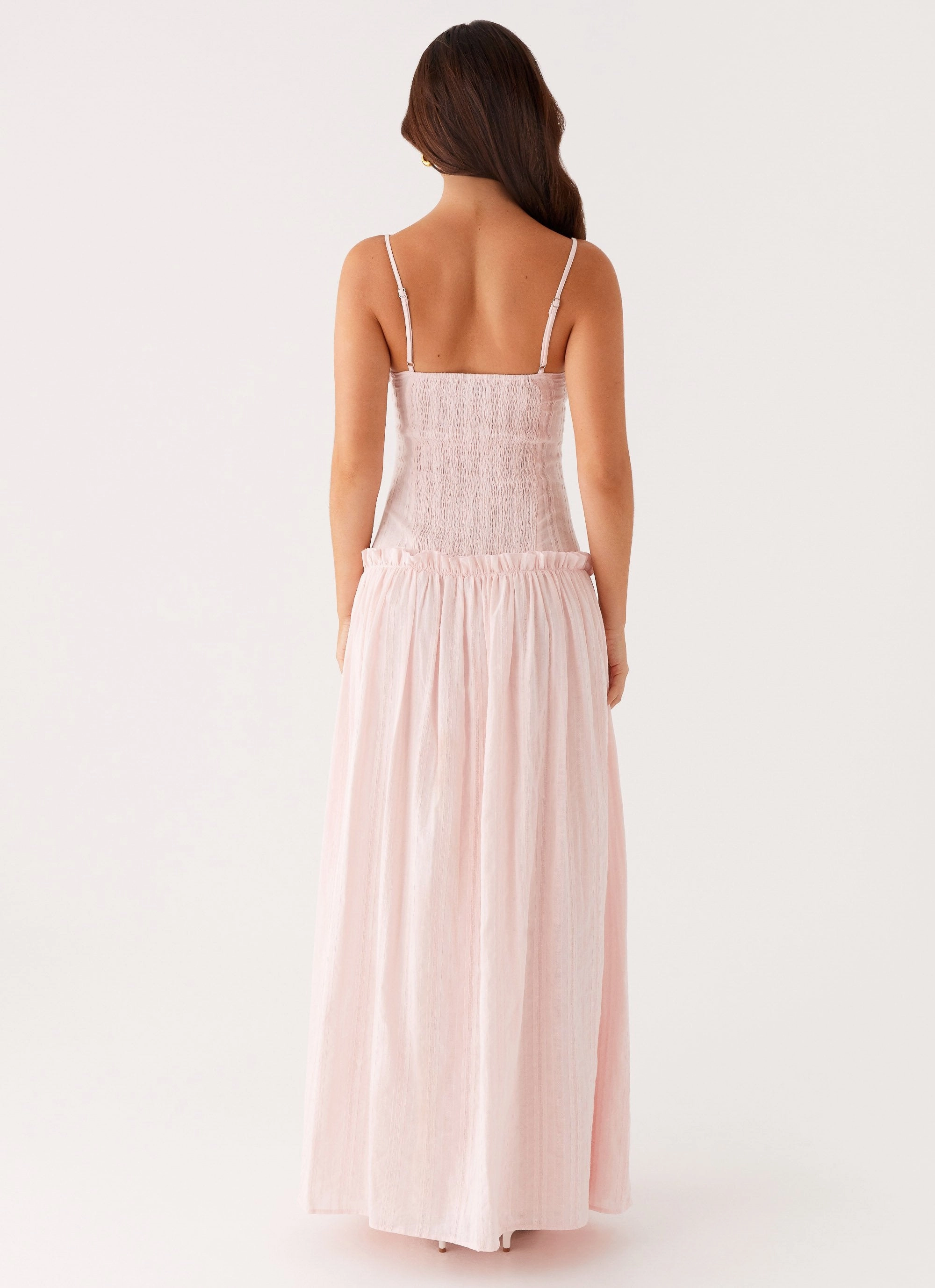 Jacinda Drop Waist Maxi Dress - Pink Understated Glam