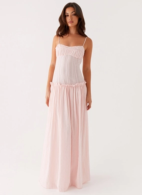 Jacinda Drop Waist Maxi Dress - Pink Chilly Weather Layer