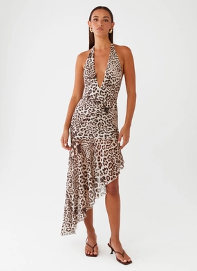 Perfect Design Smooth Tone Take Time Midi Dress - Leopard