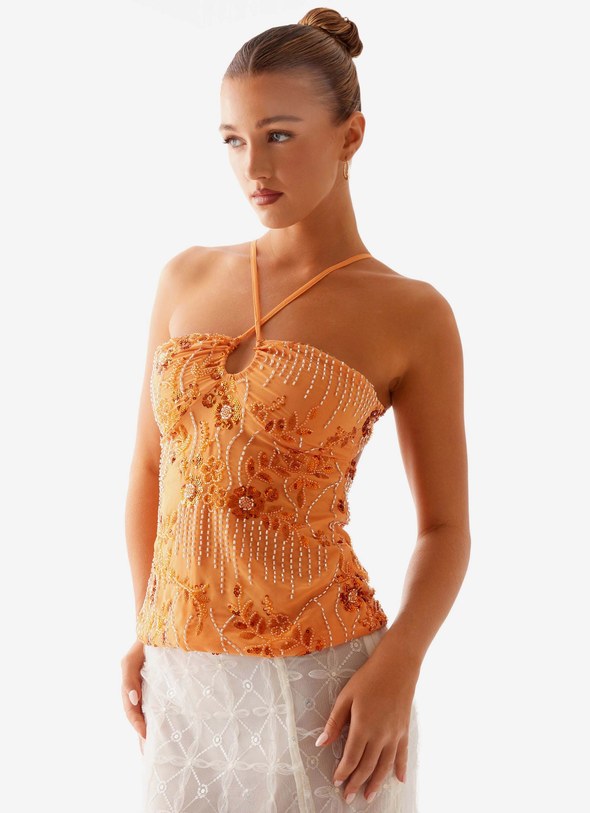 Sporty Top Catalina Sequin Top - Orange