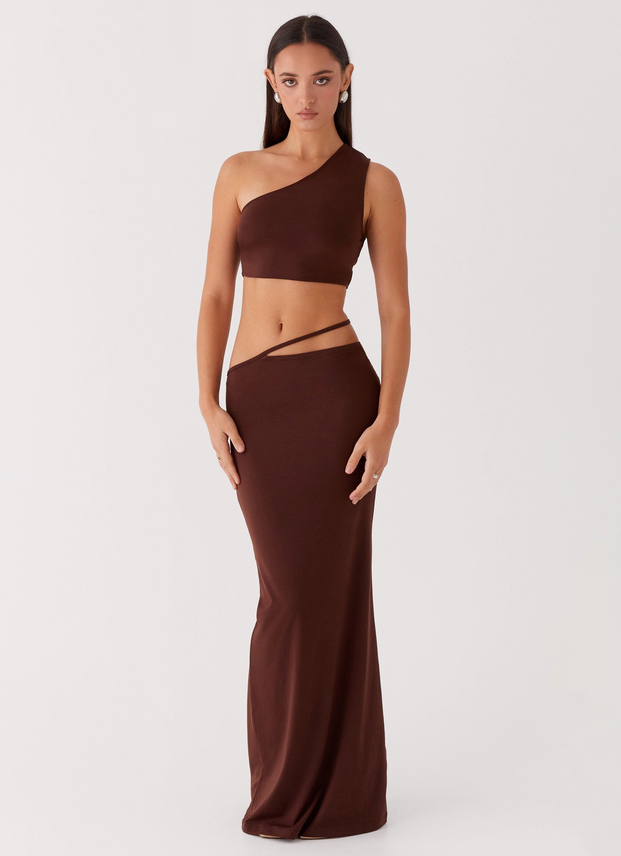 MachineWashableFabric Like You Do Low Rise Maxi Skirt - Chocolate