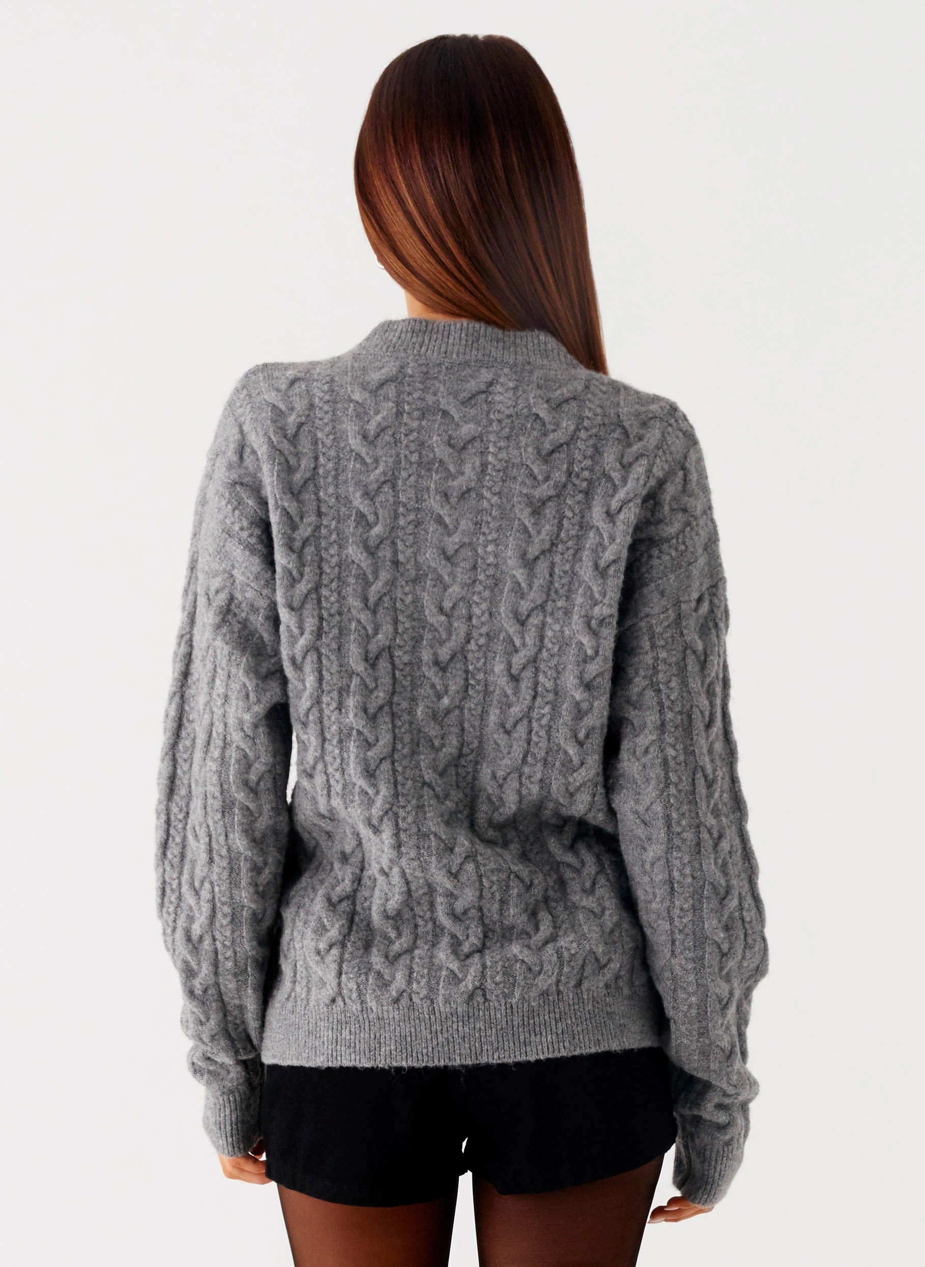 Modular Layering System Frawley Cable Knit Cardigan - Grey