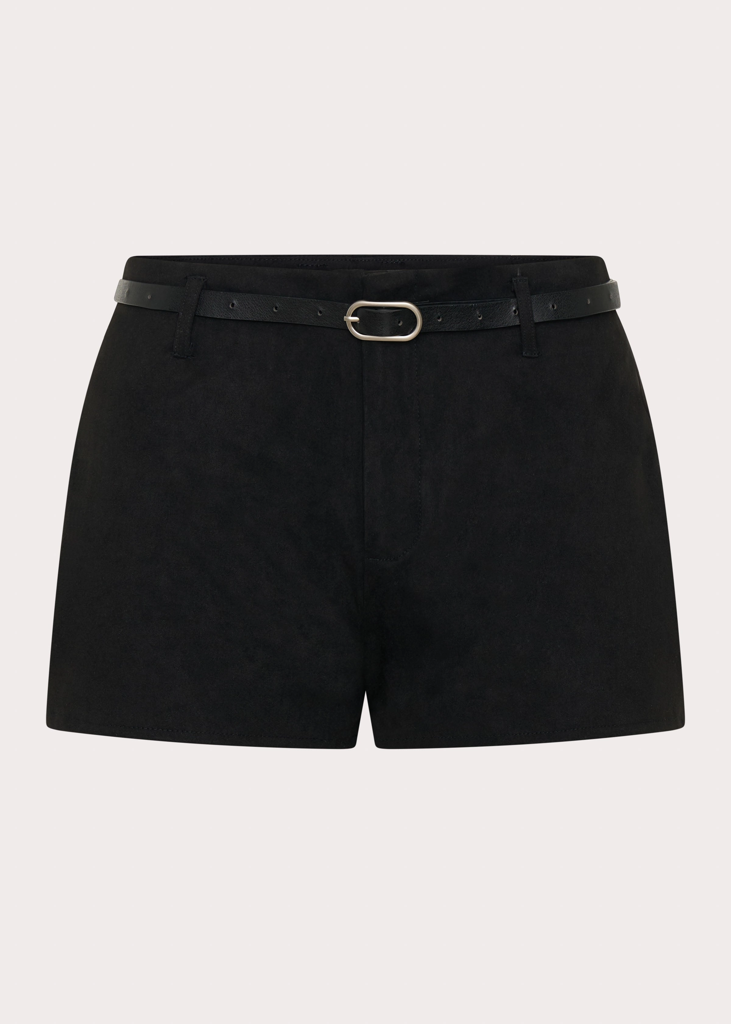 Adjustable drawstring Katie Suede Mini Shorts - Black