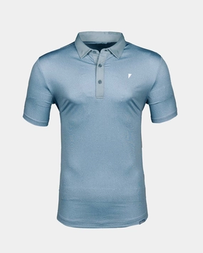 DoubleLayered Collar CompressionFit Storm Blue Maze Classic Polo