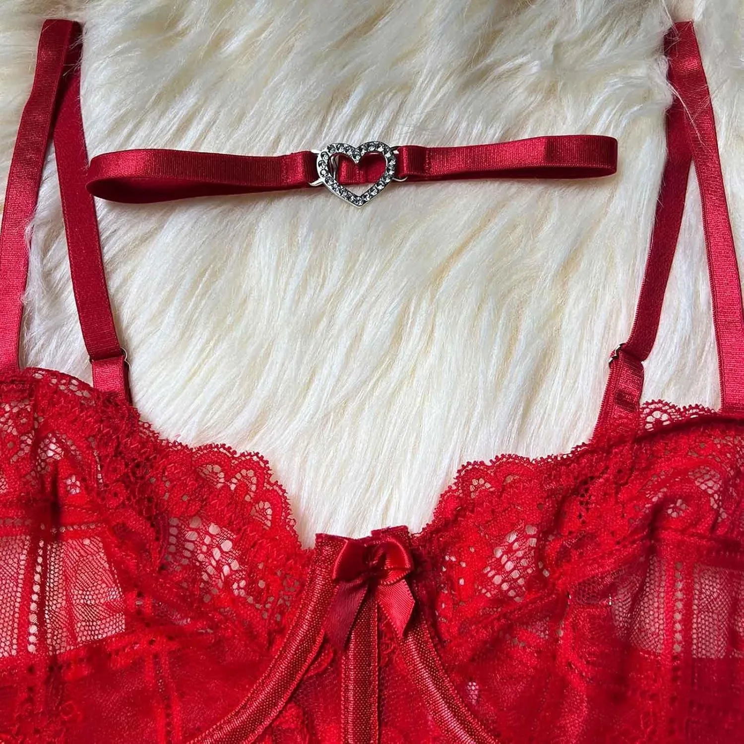 Teddy Lingerie Set with Panties Teddy One Piece Lace Elegant Women's Sexy Lingerie with Garter Bodysuit Nightgown
