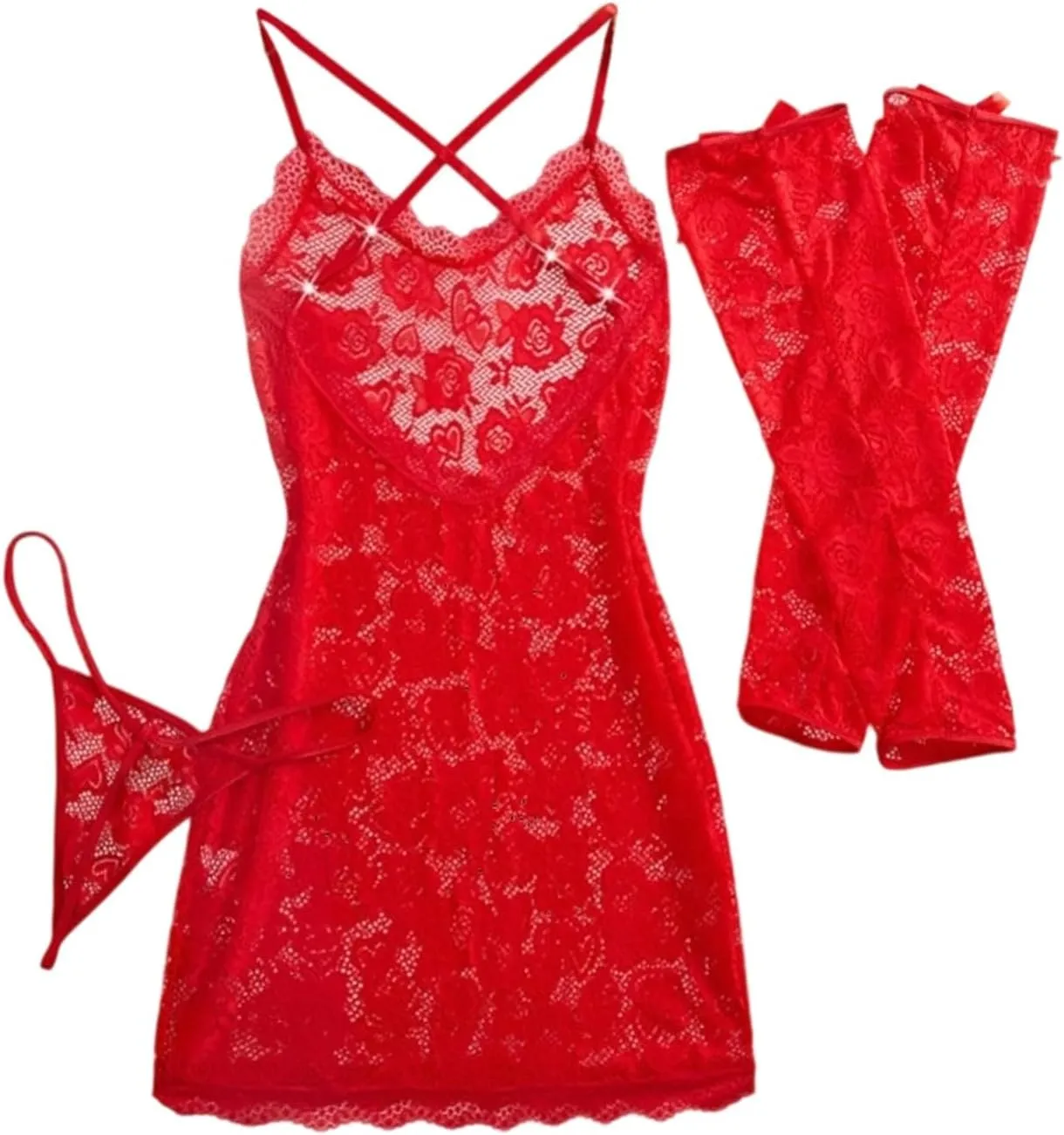 Teddy Sleepwear Lingerie For Women Date Night Chemises & Negligees Loungewear Sexy Lingerie Pajama Set Lace