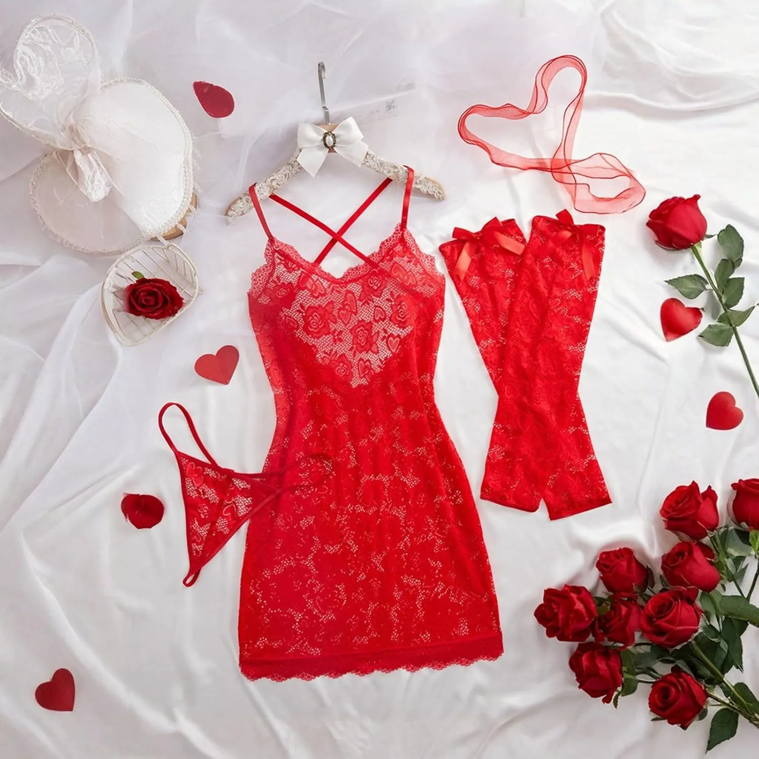 Teddy Sleepwear Lingerie For Women Date Night Chemises & Negligees Loungewear Sexy Lingerie Pajama Set Lace