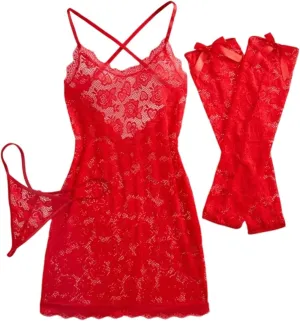Teddy Sleepwear Lingerie For Women Date Night Chemises & Negligees Loungewear Sexy Lingerie Pajama Set Lace