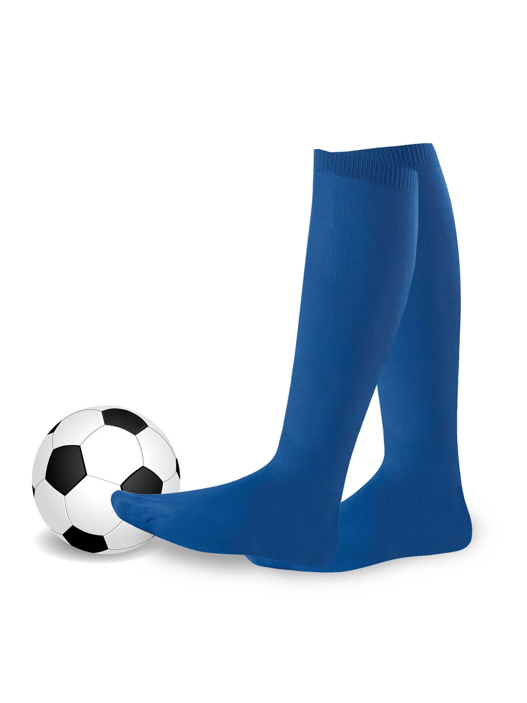 TeeHee Socks Unisex Soccer Acrylic Over The Knee High Royal Blue 3-Pack (50081)