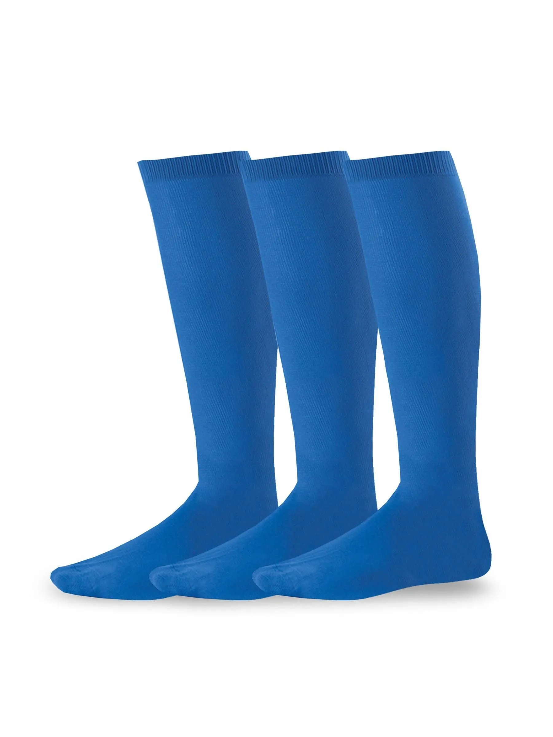 TeeHee Socks Unisex Soccer Acrylic Over The Knee High Royal Blue 3-Pack (50081)
