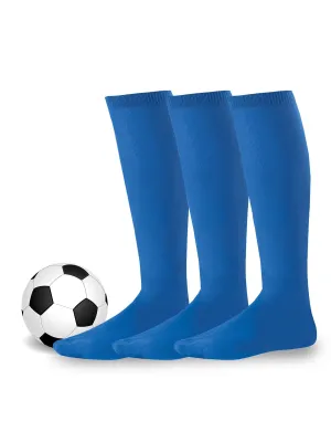 TeeHee Socks Unisex Soccer Acrylic Over The Knee High Royal Blue 3-Pack (50081)