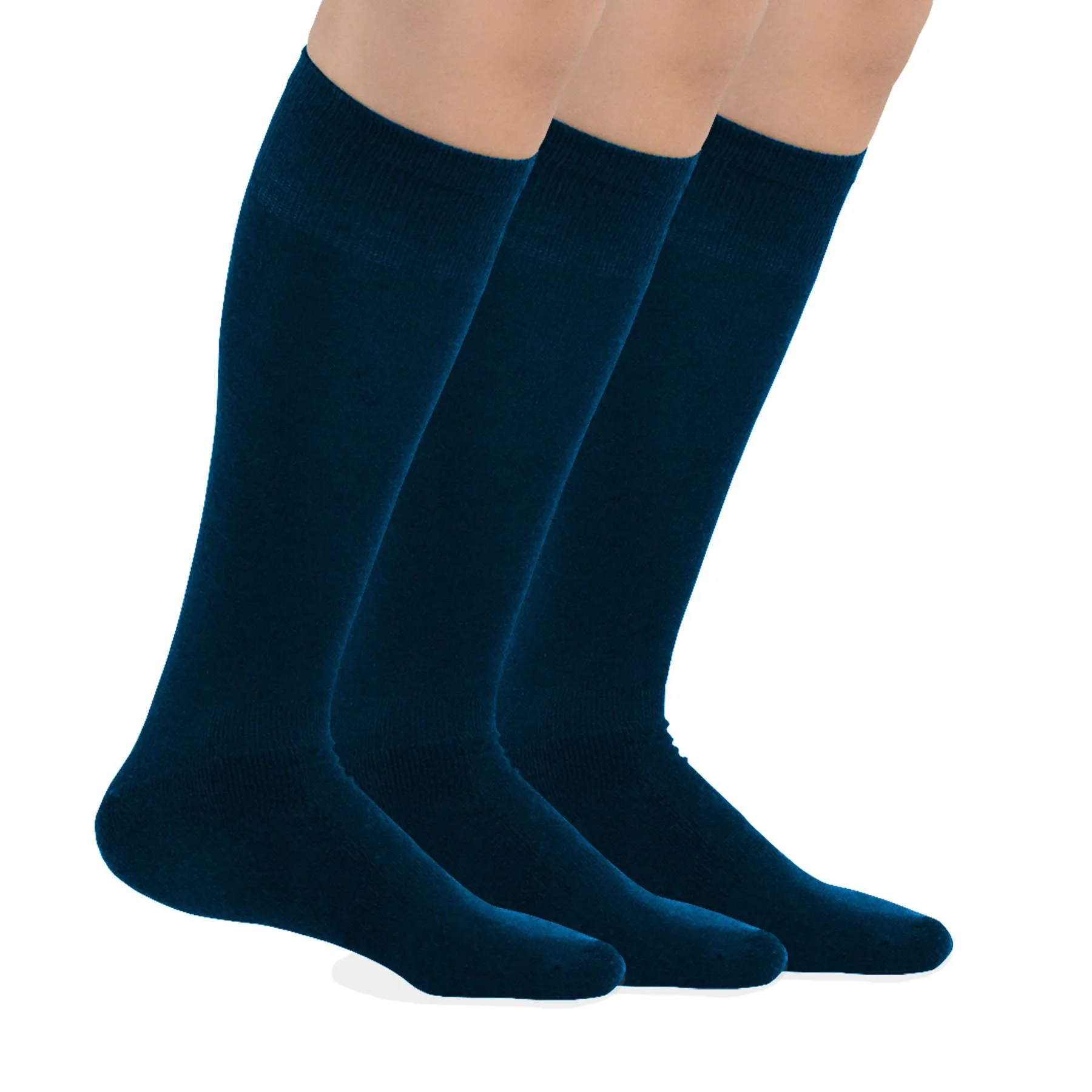 TeeHee Socks Unisex Soccer Bamboo Knee High Navy 3-Pack (50080)