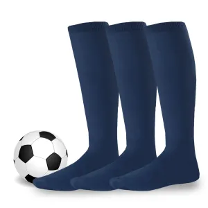TeeHee Socks Unisex Soccer Cotton Over The Knee High Navy 3-Pack (50528)