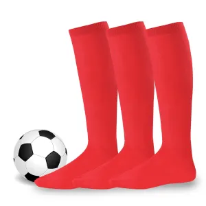 TeeHee Socks Unisex Soccer Cotton Over The Knee High Red 3-Pack (50528)
