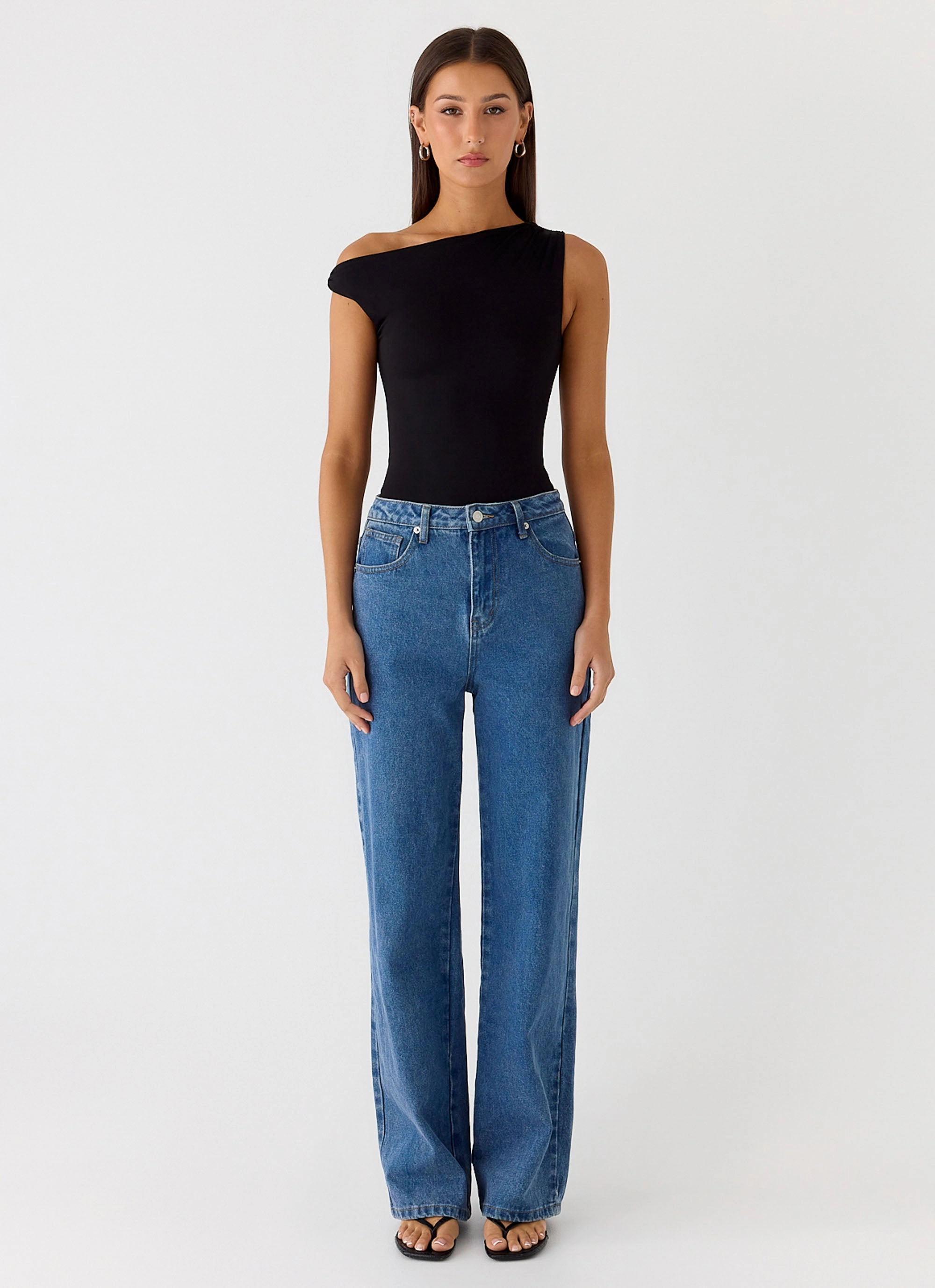 No Answer Bodysuit - Black QuickRelease Rolled Hem Finish