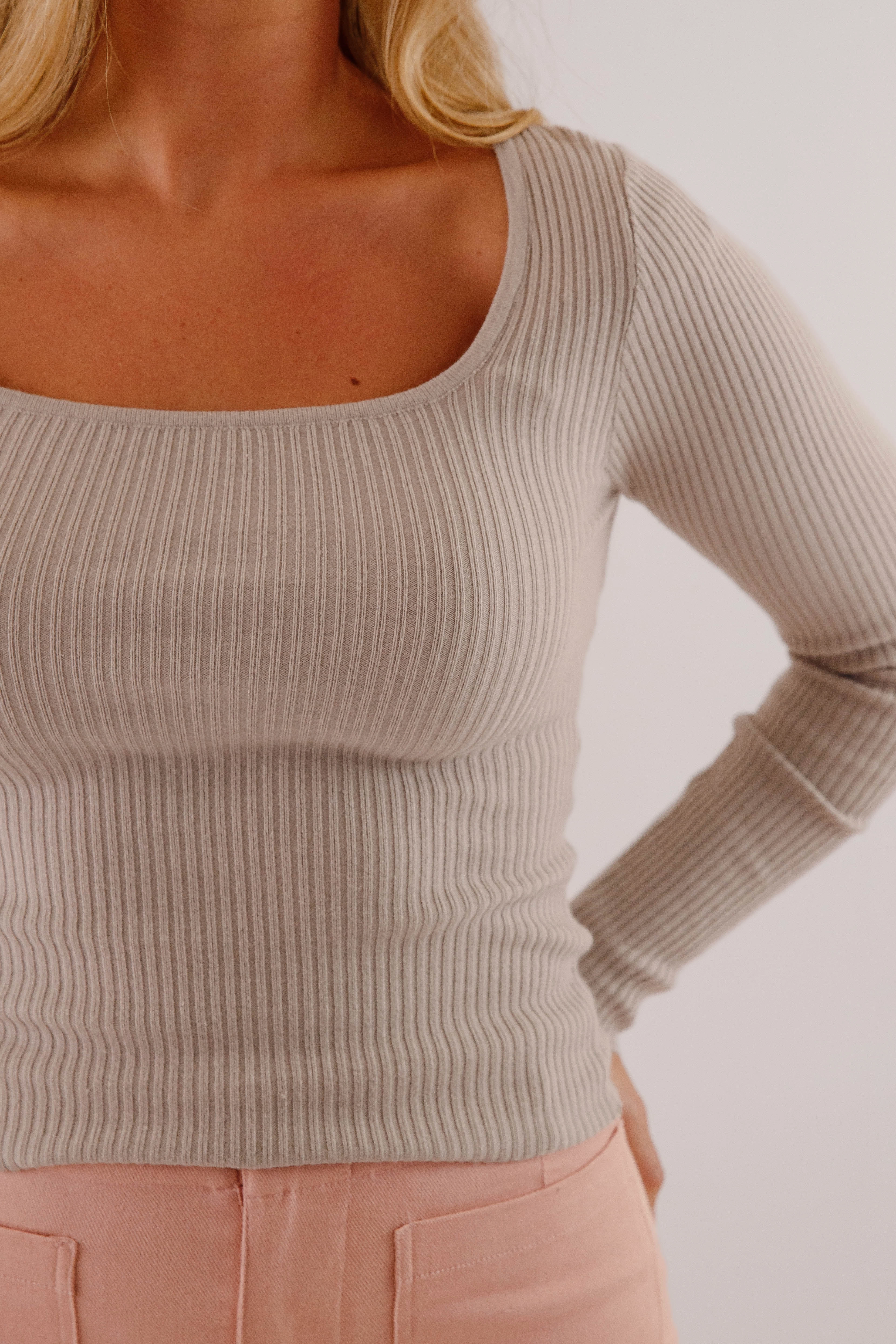 Safe Space Here Ribbed Top Curved Hem