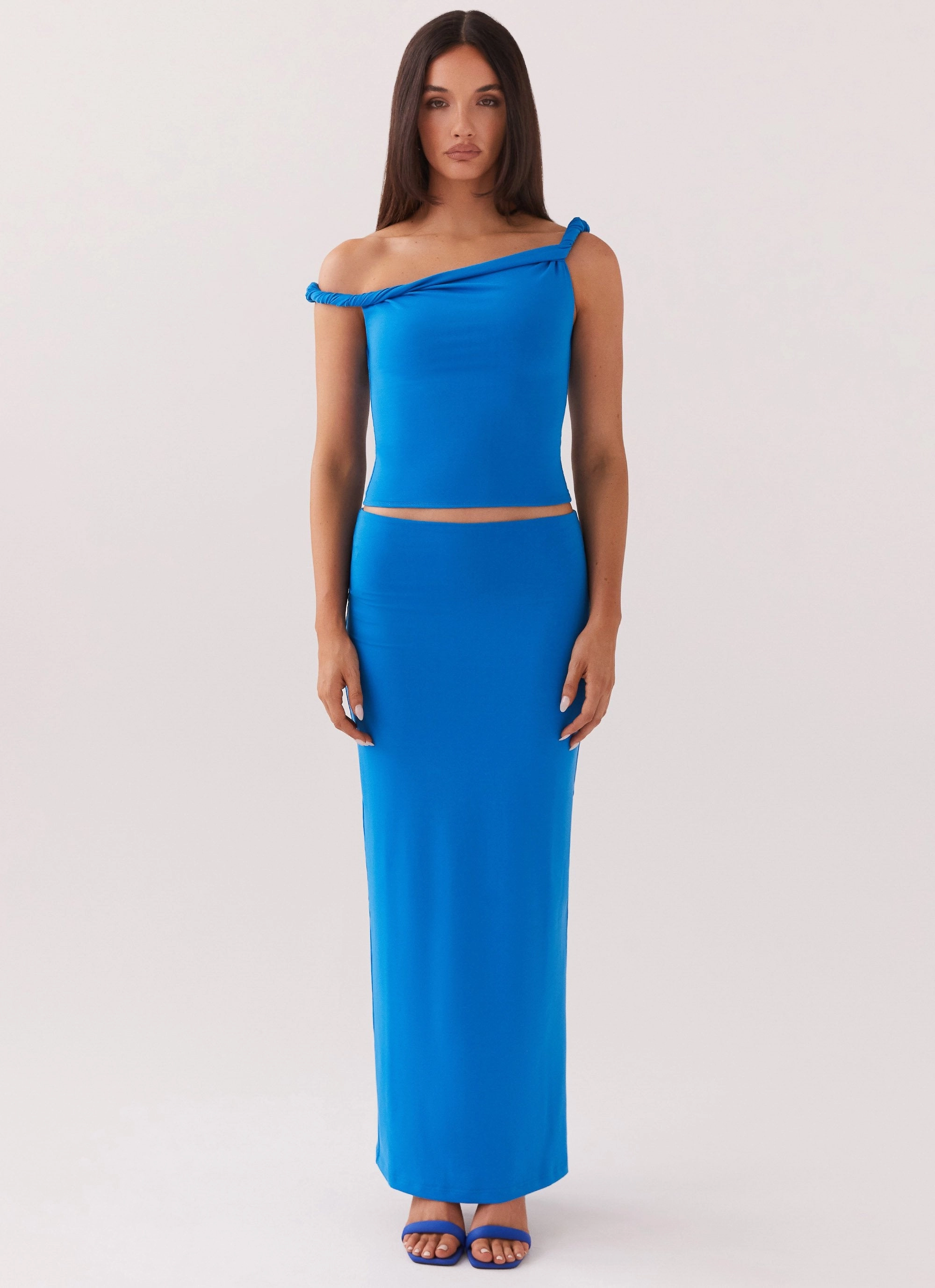 Solace Soul Twist Shoulder Top - Cobalt Zero Waste Production Label Reinforced Shoulders