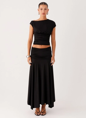 Liana Asymmetrical Top - Black Trendy Feel Flatlock Seam Construction