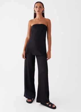 Wind Resistant Fabric Zoey Satin Tube Top - Black