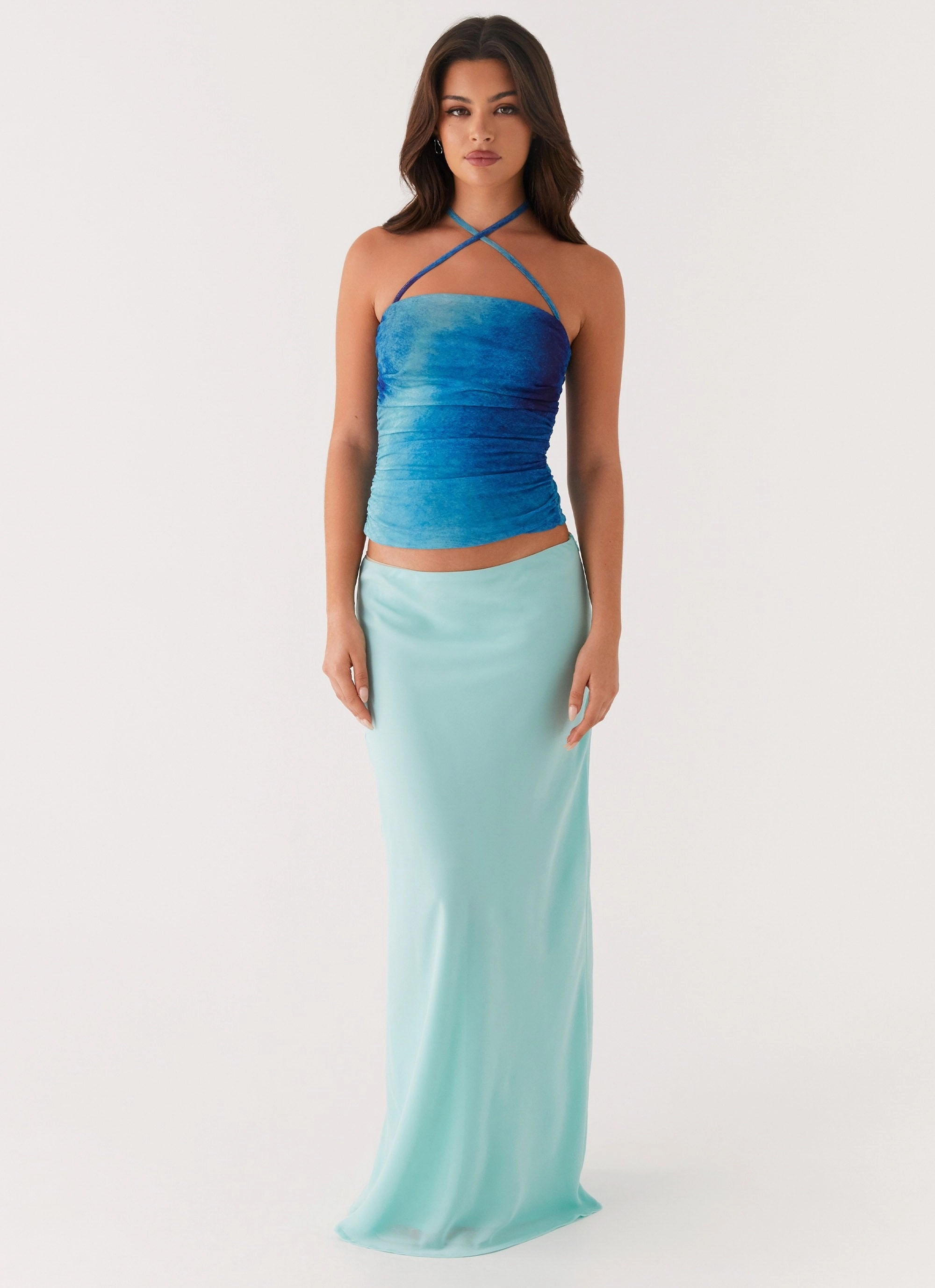 Remedy Halter Top - Blue Tie Dye AllClimateAdaptive Sustainable Manufacturing Process