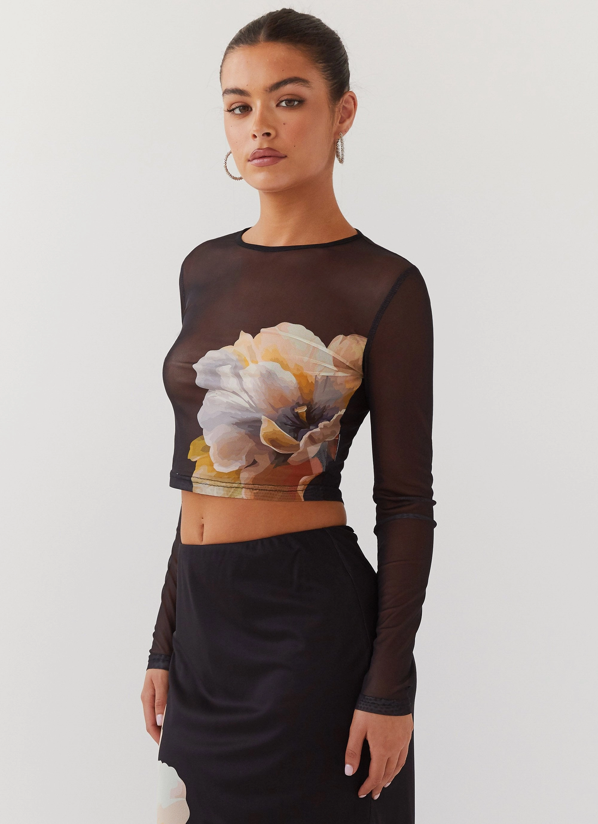 ThermalRegulation Chain Reaction Mesh Long Sleeve Top - Black Orchid