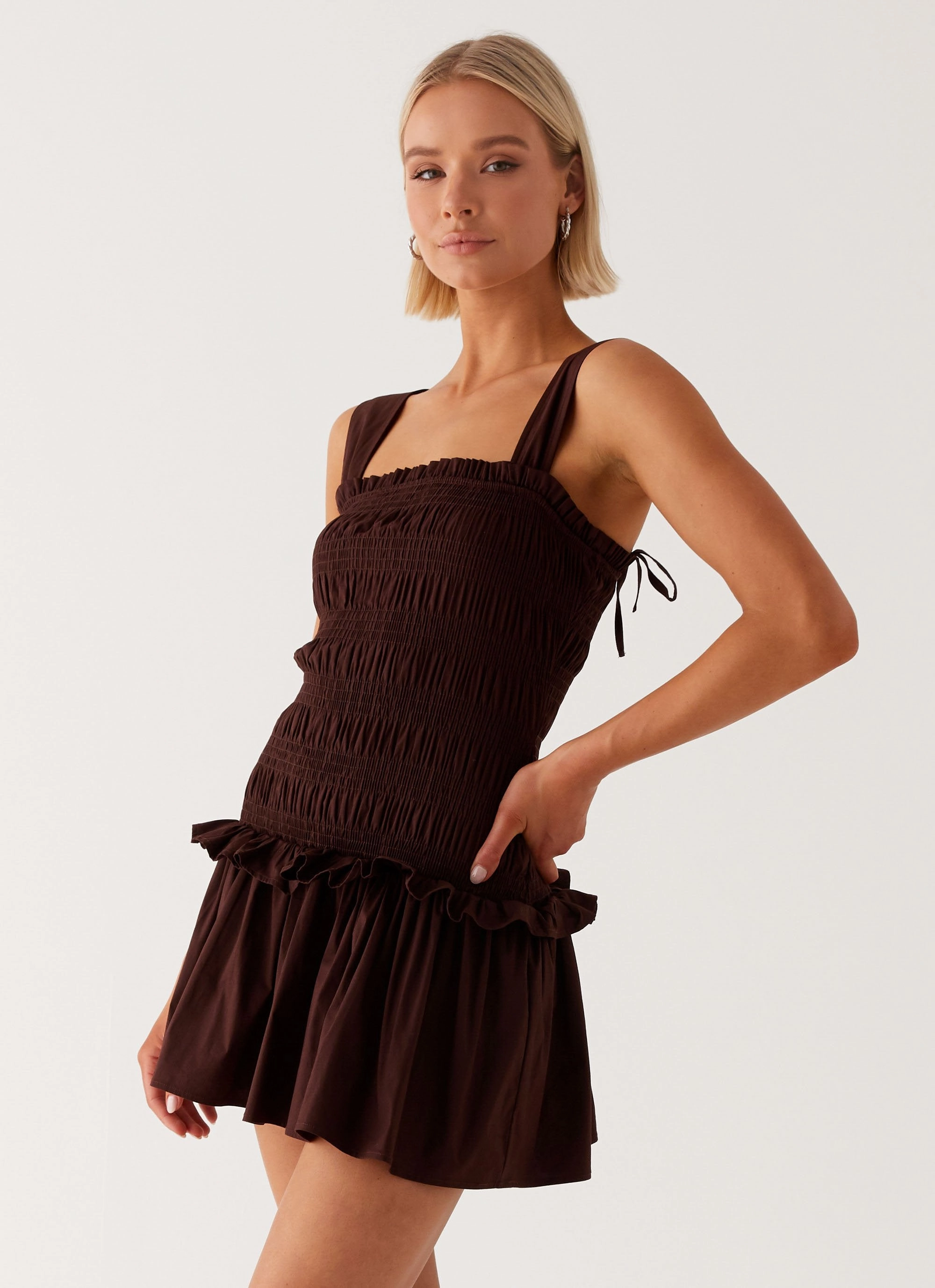 Quick Look Relaxed fit wear Tenielle Mini Dress - Brown