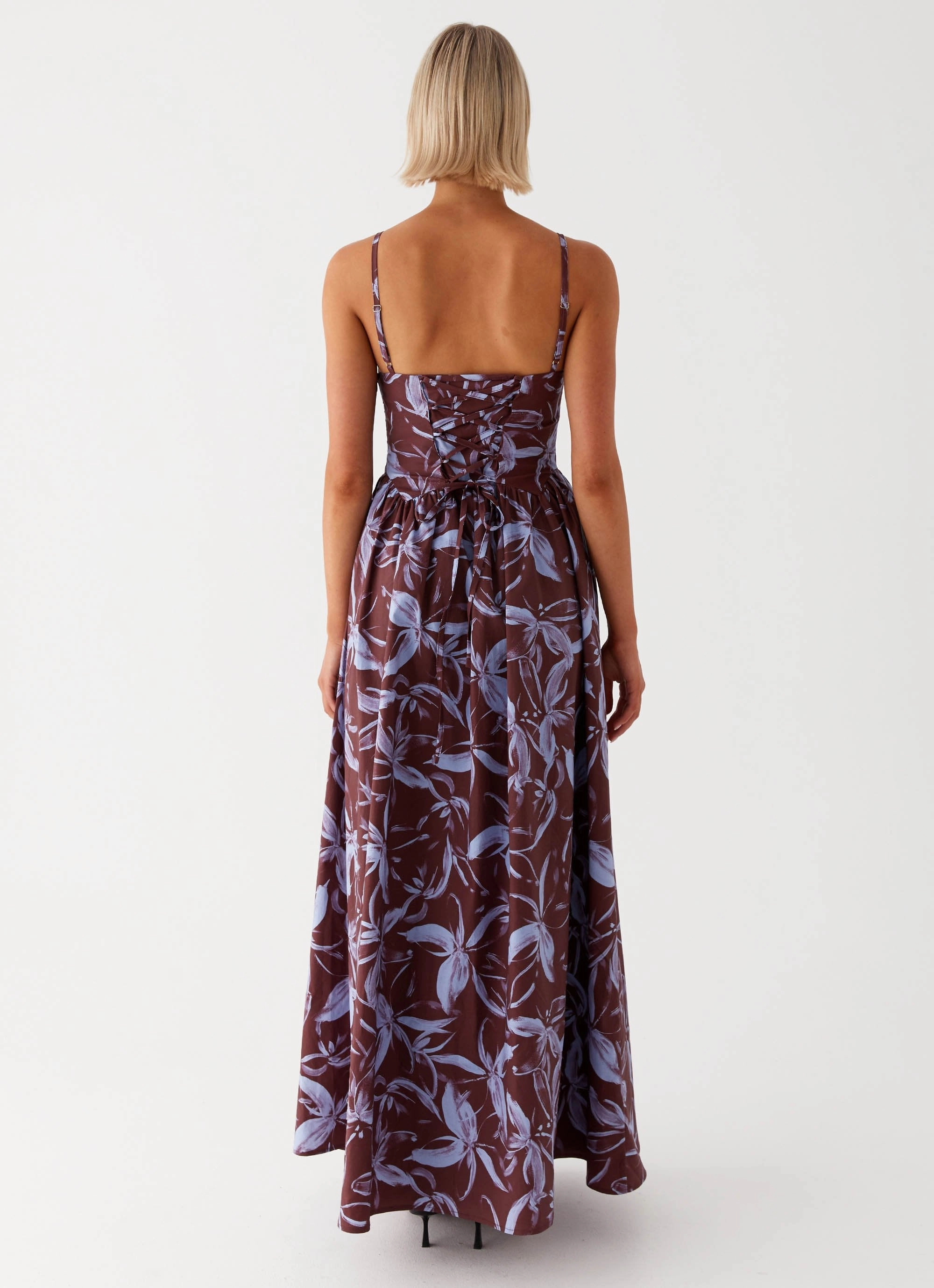 Saturated Hue Tesoro Maxi Dress - Brown Purple Floral