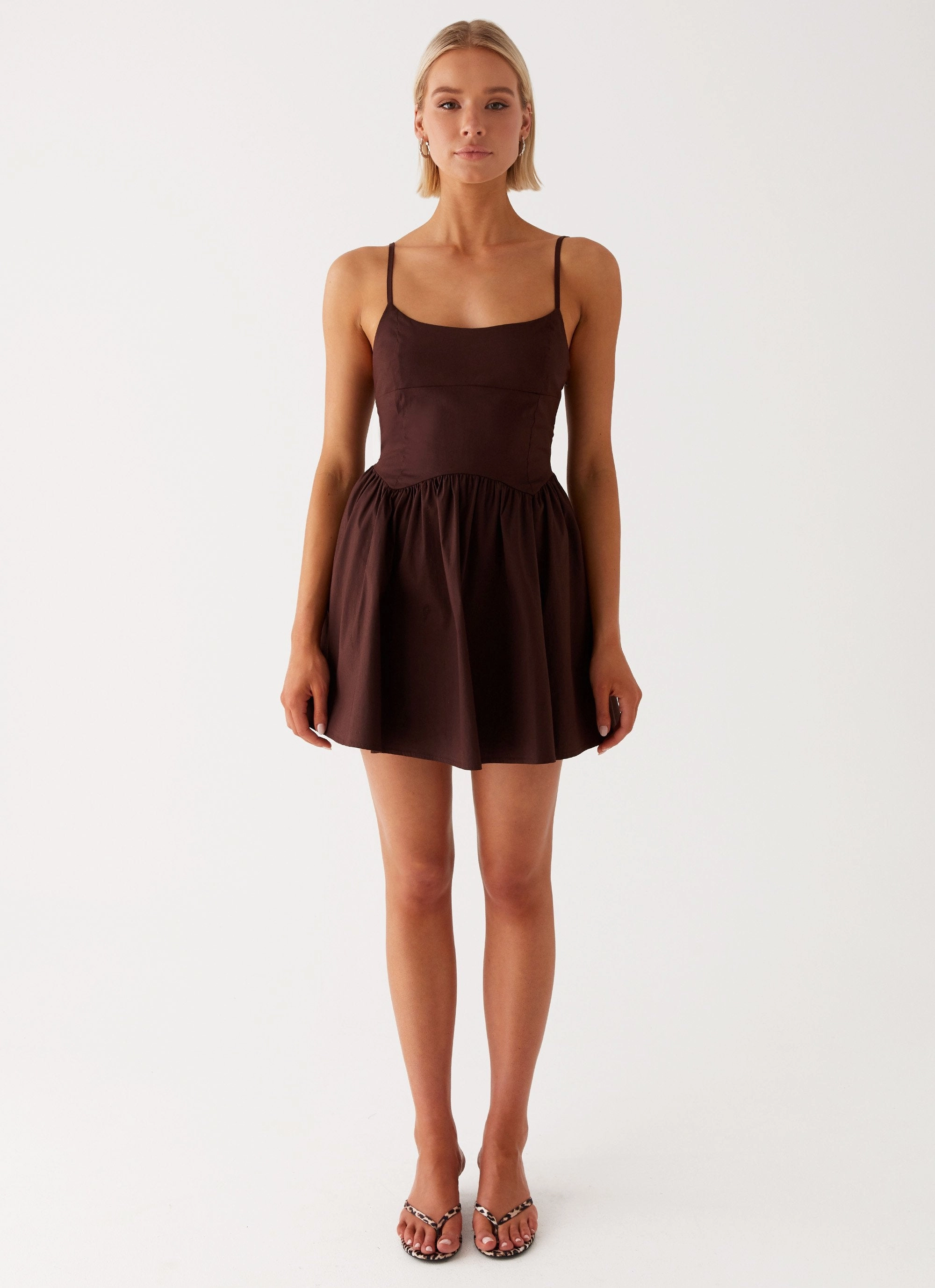 Airy Drape Gender Fluid Tesoro Mio Mini Dress - Chocolate