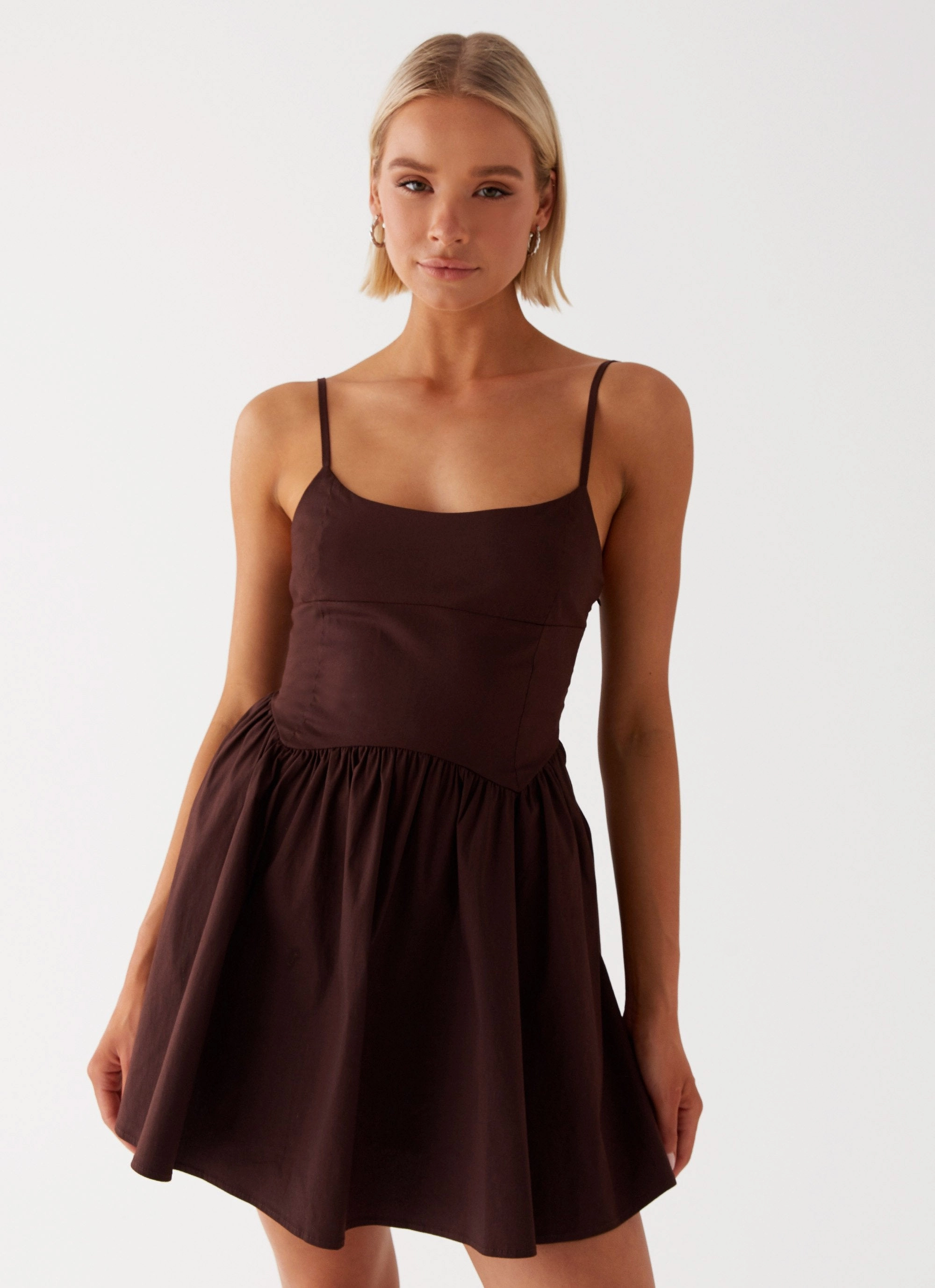 Tesoro Mio Mini Dress - Chocolate Ruffle Hem