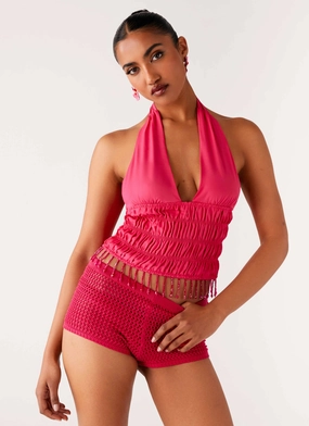 StretchFit Teuila Beaded Top - Fuchsia