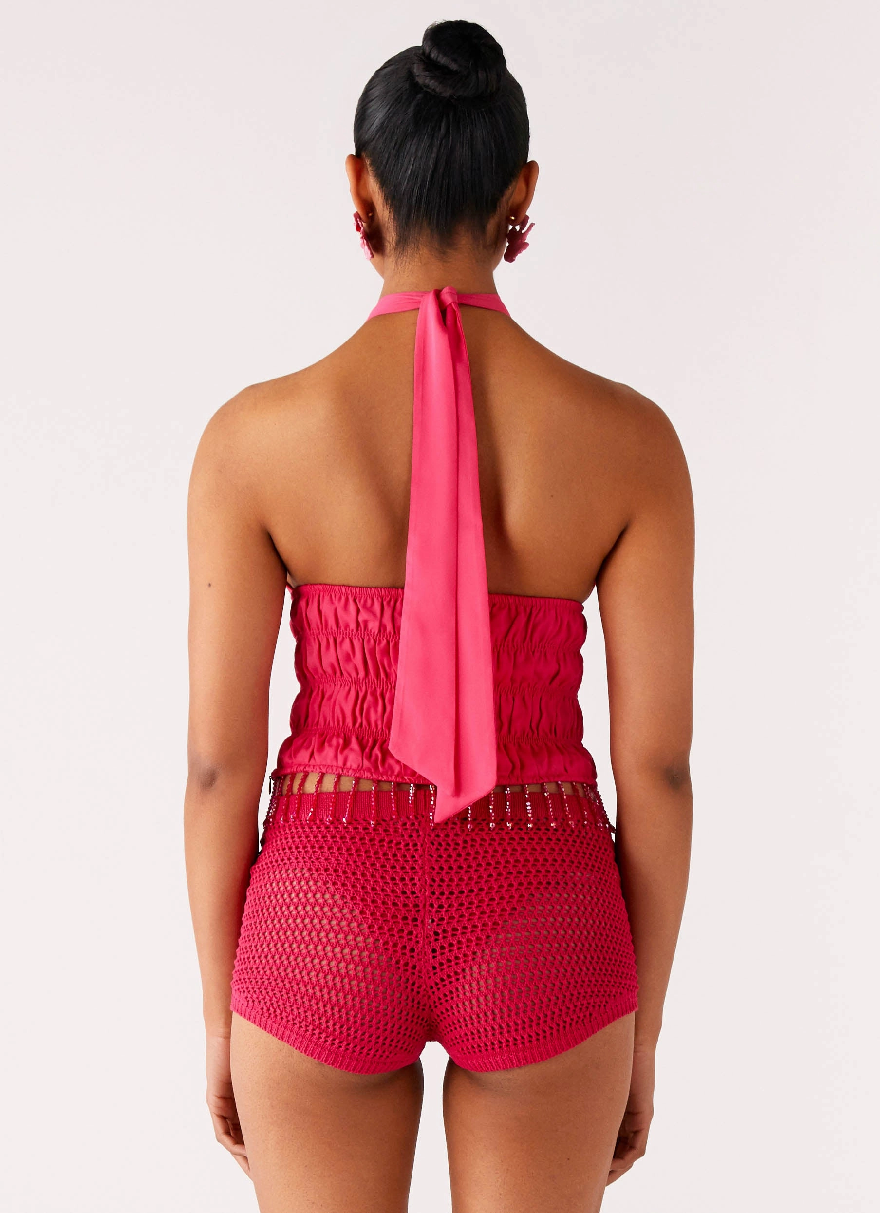 Breathable3DKnit Non Chafing Edges Teuila Beaded Top - Fuchsia