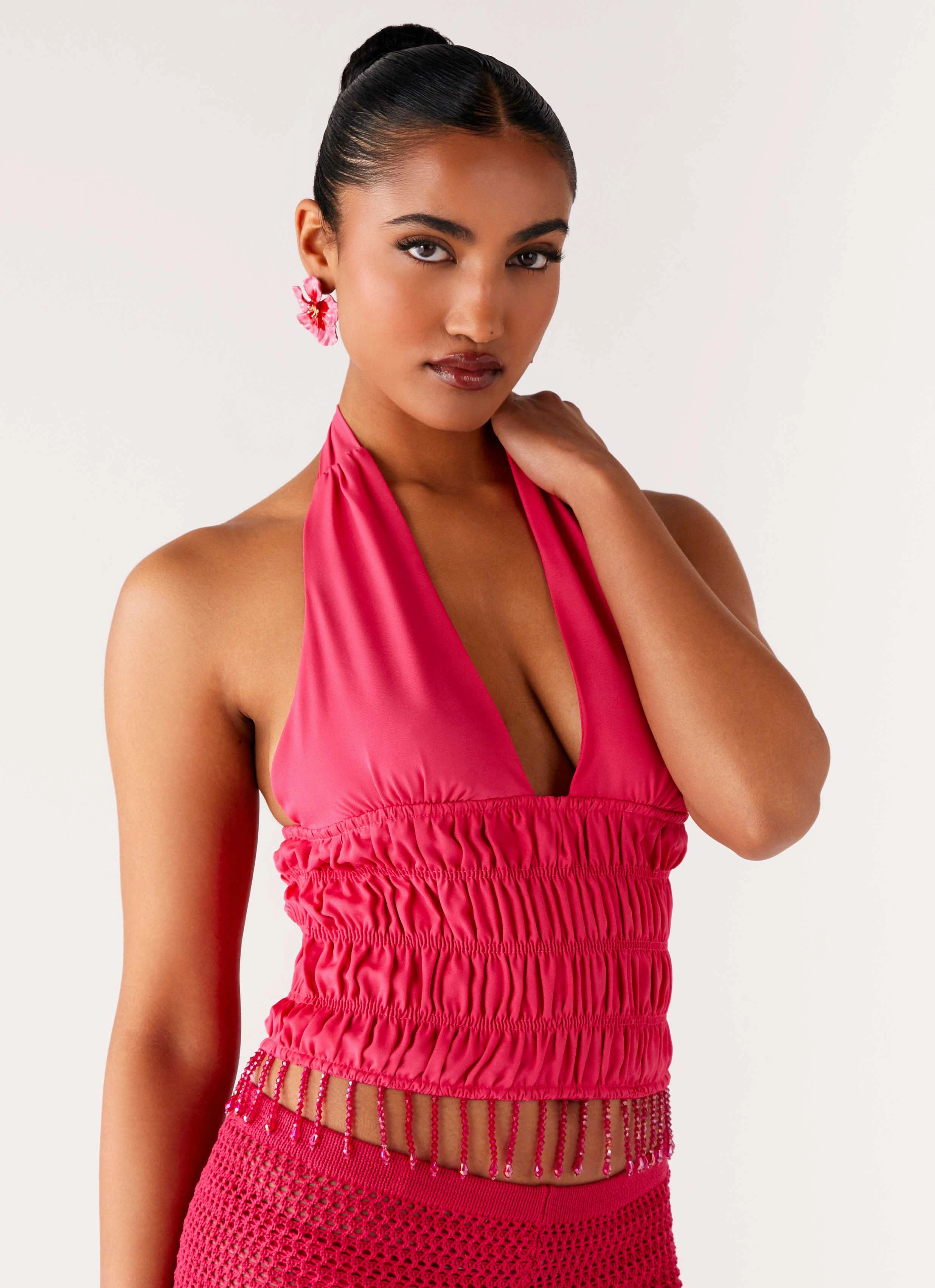 Teuila Beaded Top - Fuchsia Summer Wardrobe GarmentWashed Softness