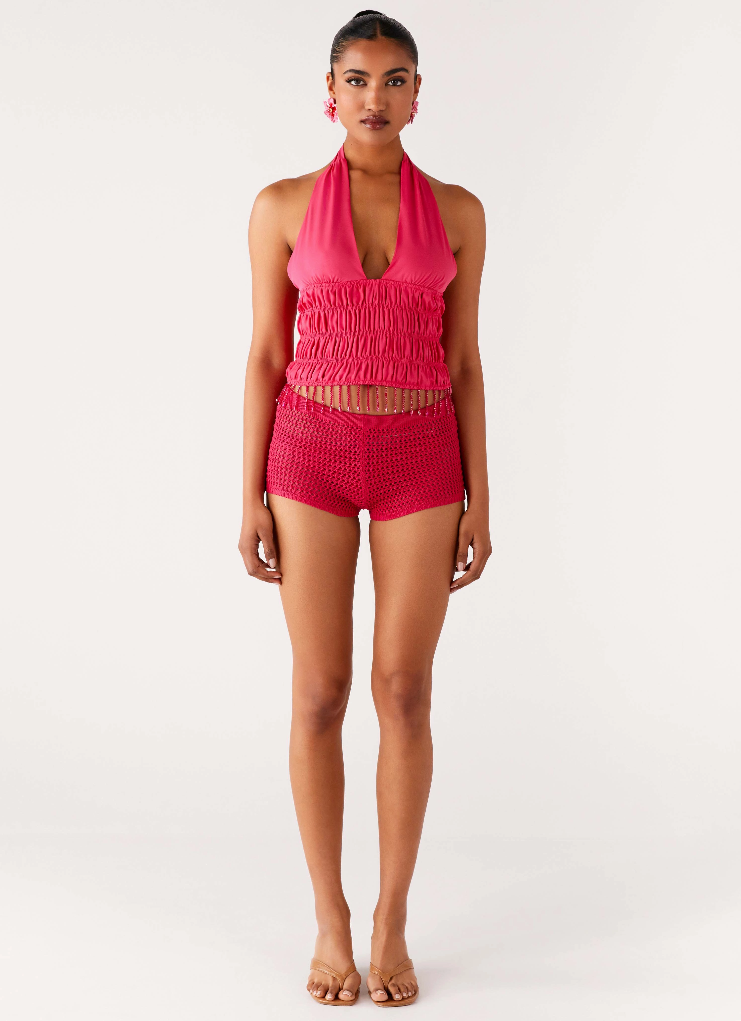 Bonded Seam Technique OdorResistant Fabric Teuila Beaded Top - Fuchsia
