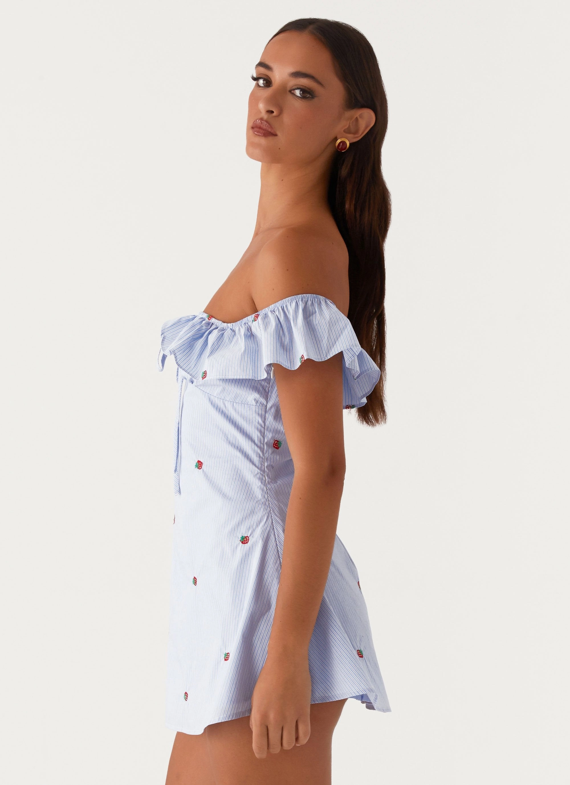 Texas Sun Linen Mini Dress - Blue Subtle Stitch