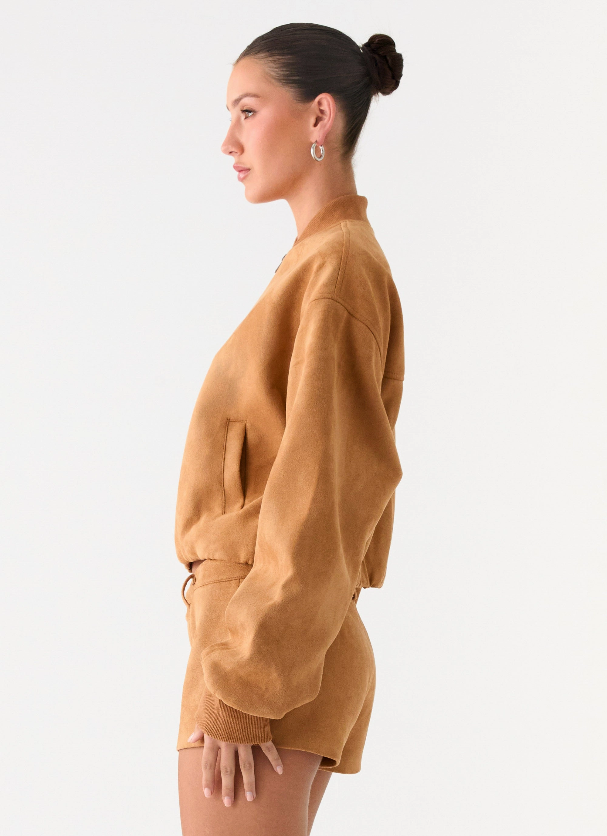 Thats Chill Bomber Jacket - Brown Quilted Pattern Ergonomic Armhole Cut