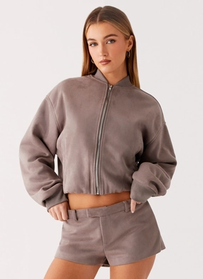 Breathable Technology Thats Chill Bomber Jacket - Grey