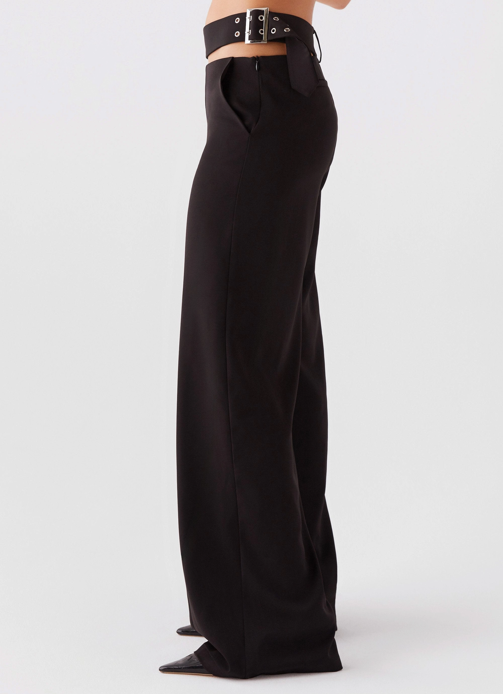 The After Party Cut Out Belt Pants - Black Freedom Move