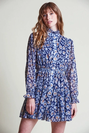 The Shirt Maxwell Dress - Navy Leopard Whimsical Mood Flattering Look Wear