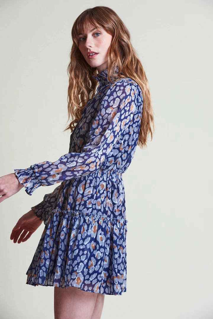 Smart Cut Clean Drape The Shirt Maxwell Dress - Navy Leopard