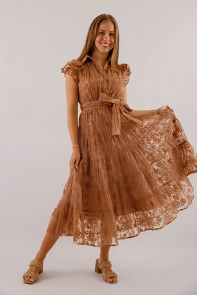 Tonal-Panel The Small Details Midi Dress-Mocha