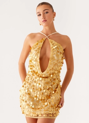 Xander Sequin Mini Dress - Gold Daily Ready