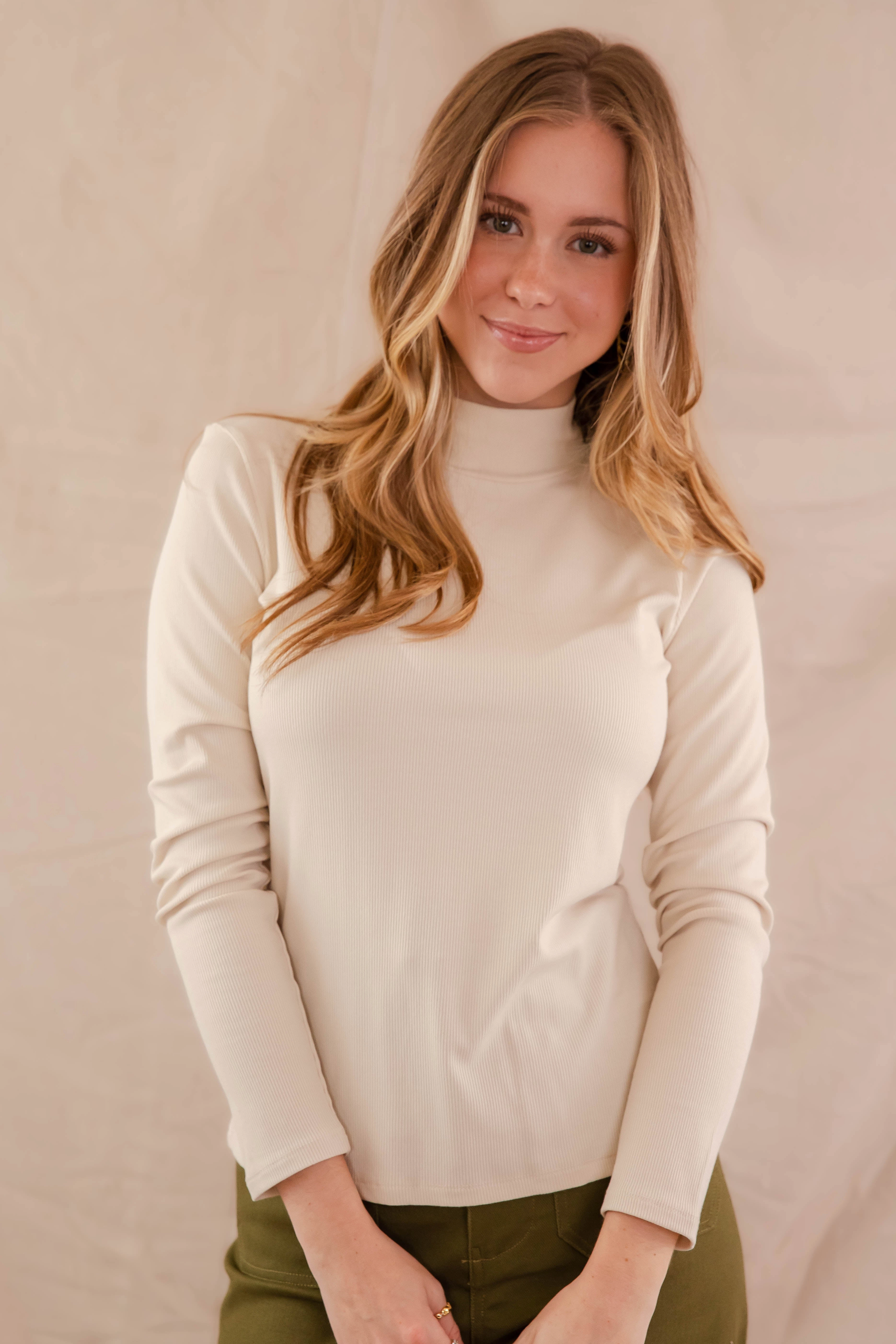There She Goes Again Ribbed Top-Oatmeal ErgonomicSleeves Low Profile Zipper Closure