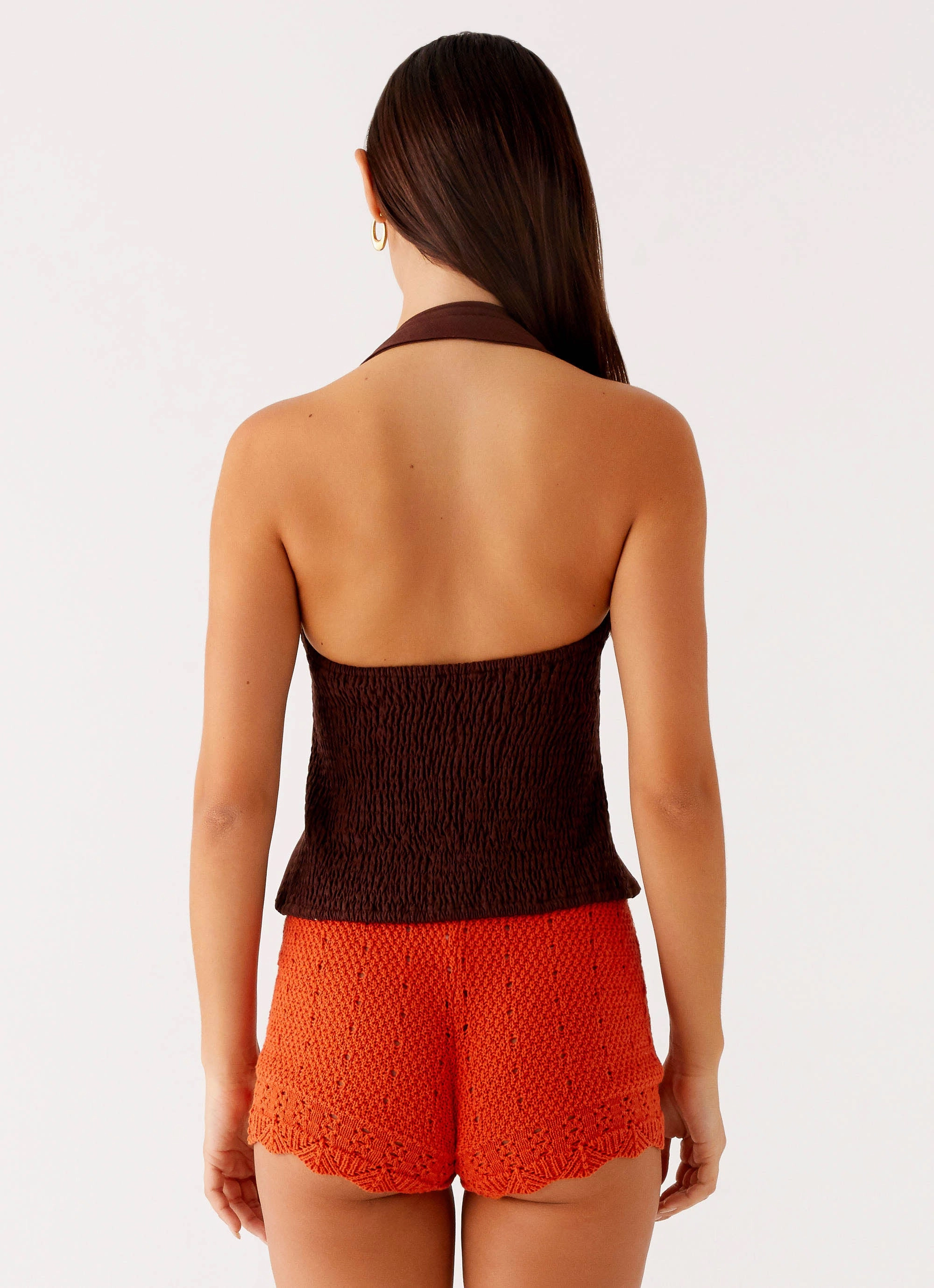 Oakley Low Rise Mini Shorts - Orange No Gap Waistband