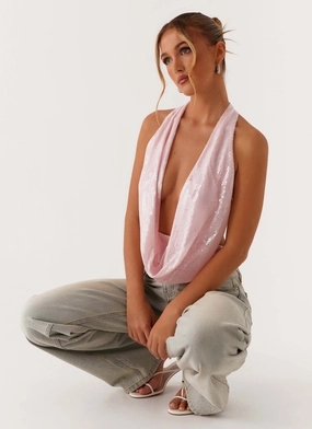 WaterRepellent Finish Sawyer Sequin Top - Pink Sequin